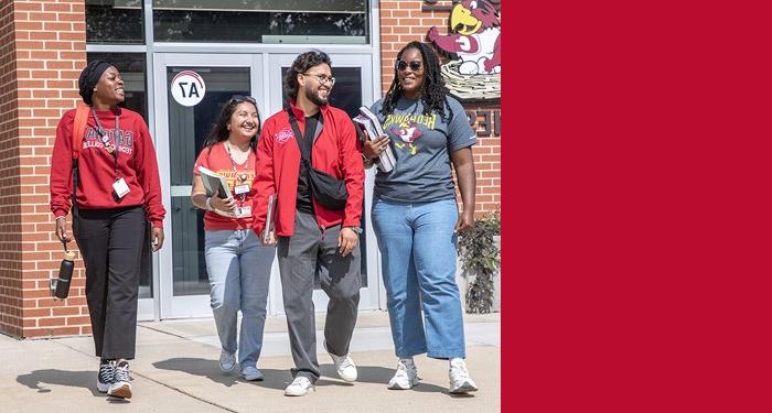 Students walking on campus